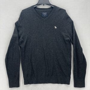 Abercrombie &‎ Fitch Wool Blend V Neck Sweater Mens Large Dark Gray Preppy Y2K